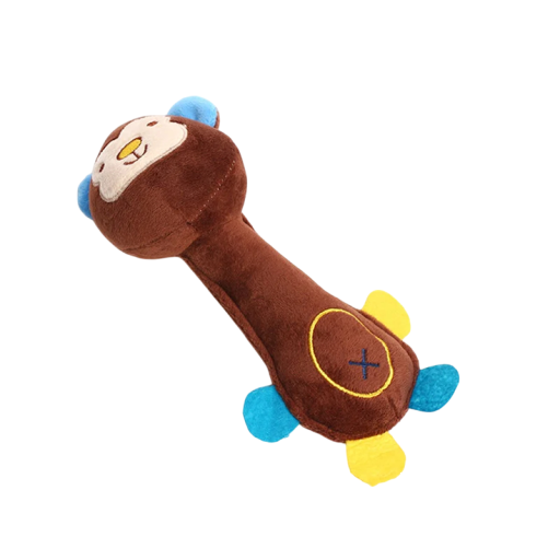 Brinquedo de peluche a apitar para cães Macaco 21x7 cm Brinquedo resistente para mastigar e limpar para cães pequenos