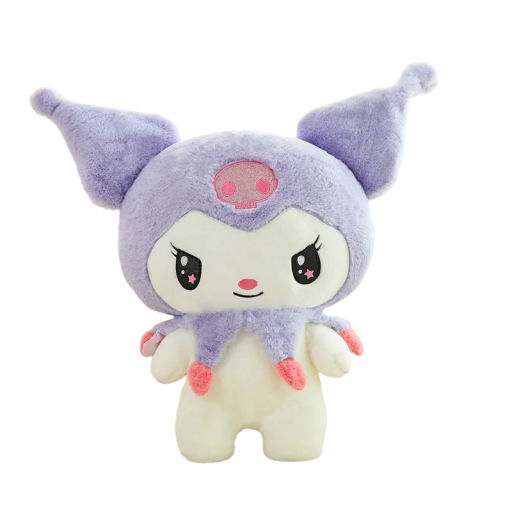 Brinquedo de peluche Kuromi 55 cm Animal fofinho preto e rosa Sanrio Estilo kawaii Brinquedo infantil aconchegante Decoração Presente para fãs