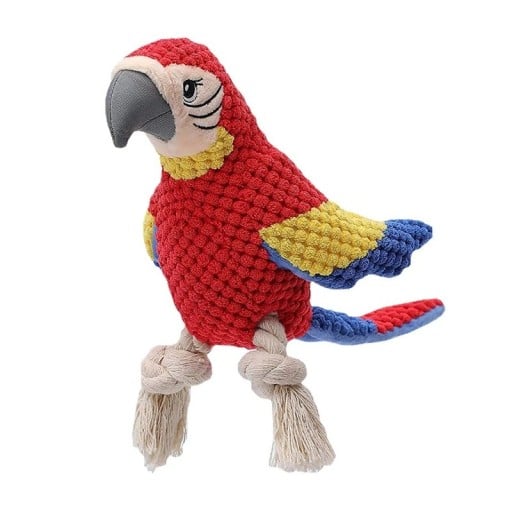 Brinquedo de pelúcia com apito para cães Papagaio Brinquedo interativo resistente Pelúcia macia Estímulo sonoro Para cães pequenos e médios Material