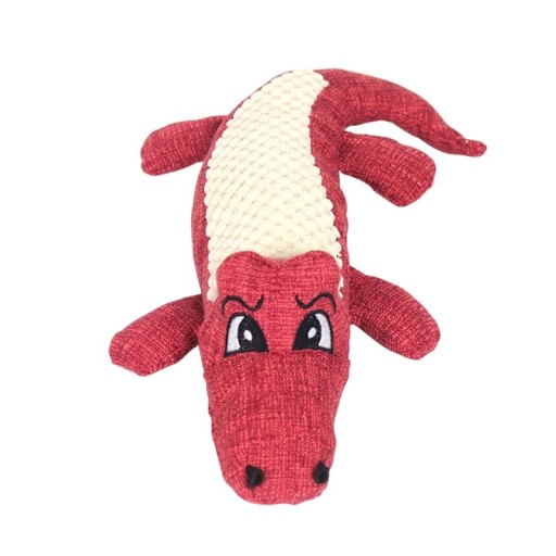Brinquedo de pelúcia para cães crocodilo vermelho com apito 29 x 15 cm tecido resistente para mastigar e brincar