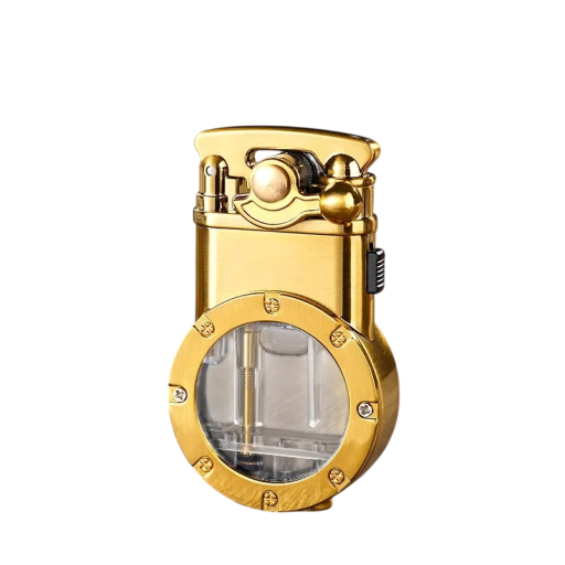 Briquet en métal à double flamme Briquet à butane résistant au vent Valve transparente Briquet à double jet rechargeable