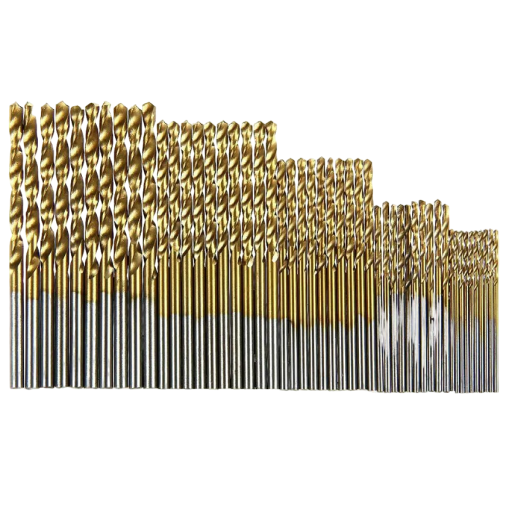 Broca espiral com adaptador para berbequim 1 - 3 mm 100 pcs Broca espiral revestida a titânio Adequada para perfuração de metal