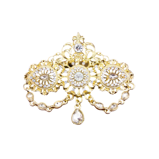 Broche avec pendentif en cristal et pierres environ 6,5 × 7,5 cm épingle décorative avec chaînes et éléments décoratifs accessoire pour vêtements