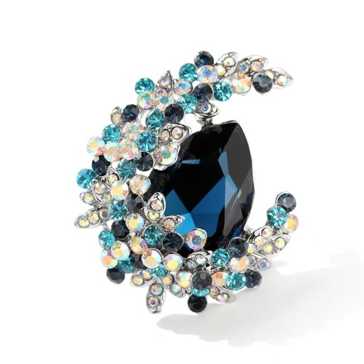 Broche de mode en forme de goutte avec un bijou en cristal motif lunaire et mini pierres, broche en bijouterie élégante en alliage de zinc