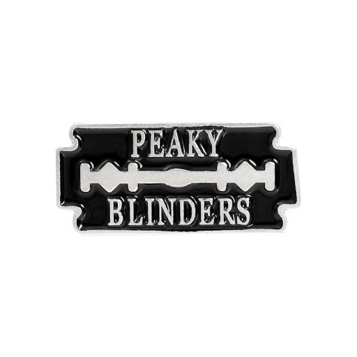 Broche émaillée Peaky Blinders motif rasoir 1 × 2,8 cm insigne en métal noir et argent pour veste sac à dos accessoire de mode