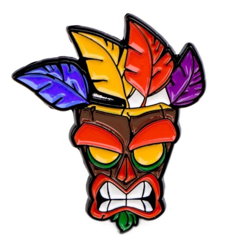 Broche en métal couleur masque avec plumes 2,5 x 3 cm épingle émaillée insigne multicolore pour vêtements sac à dos accessoire