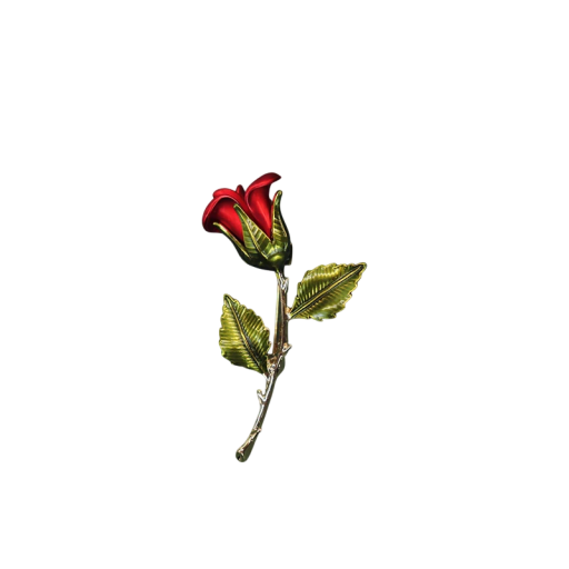 Broche florale rose environ 5,5 x 1,7 cm insigne élégant accessoire décoratif pour vêtements sac fleur rouge avec feuilles vertes