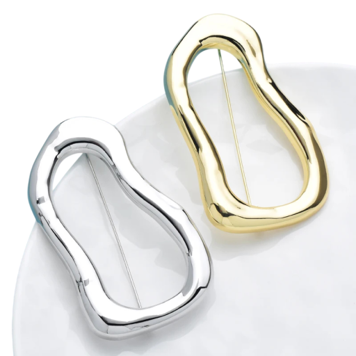 Broche géométrique grande forme irrégulière environ 7,7 x 4,8 cm en acier inoxydable épingle à revers insigne accessoire de vêtements bijou cadeau