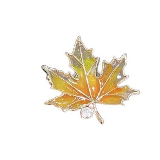 Broche mini de cristal de lujo Hoja de arce Superficie lisa amarilla clara Accesorio de joyería elegante y delicado con motivo vegetal