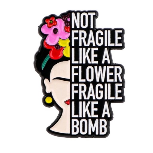 Brooch Badge Pin Flowers Portrait with Text Approx 2.3 x 3.2 cm Metal Multicoloured Accessory for Backpack Clothing Stylish Design