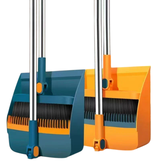 Broom and Dustpan Set with Teeth for Comb Cleaning Folding Plastic Cleaning Kit Home Helper Space Saving Practical Cleaning