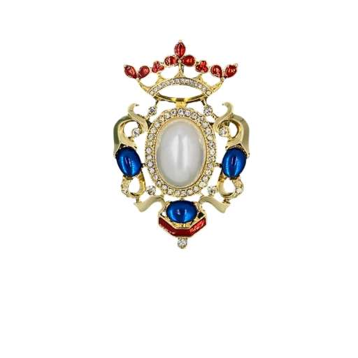 Broșă barocă regală la modă cu decor aurit, bijuterie decorativă din aliaj de zinc cu pietre colorate, accesoriu de lux pentru îmbrăcăminte
