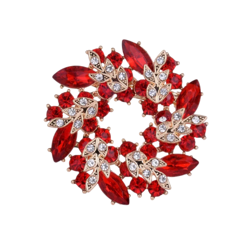 Broșă decorativă luxoasă 40 x 40 mm Frunze în formă de inel Aliaj de zinc cu pietricele Accesoriu decorativ elegant bijuterie de lux