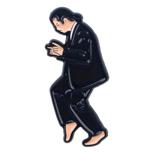 Broșă filmul personaj Pulp Fiction dans cca 1,6 x 3,5 cm insignă colorată desenată pentru geacă rucsac accesoriu de costum