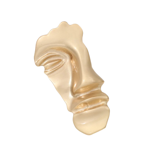 Broșă originală abstractă în formă de jumătate de mască a feței, pin, insigne, metalică, aurie, design plastic, accesoriu pentru îmbrăcăminte, rucsac, rever, bijuterie