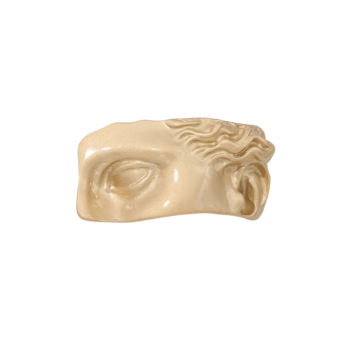 Broșă originală fragment oblic de față mască pin insignă metalică aurie relief ochi și păr design accesoriu pentru îmbrăcăminte rucsac rever