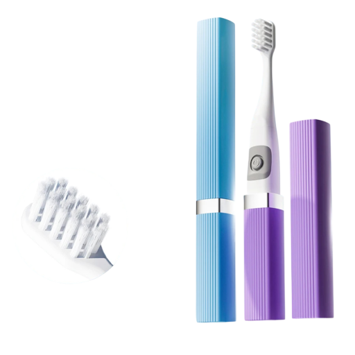 Brosse à dents électrique sonique en forme de rouge à lèvres 10 000–30 000 mouvements par minute étanche IPX7 Fonctionne sur batterie 3 têtes de brosse Tête ovale