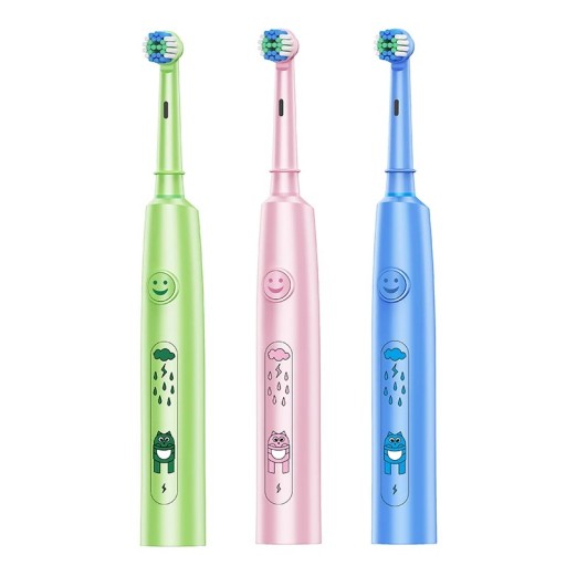 Brosse à dents électrique sonique pour enfants avec 4 têtes et poils doux avec minuterie de 2 minutes et batterie de 600 mAh avec chargement USB-C