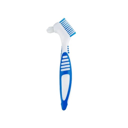 Brosse à dents pour nettoyer les prothèses dentaires Brosse spéciale pour prothèses dentaires Tête double Poignée ergonomique Nettoyage soigné