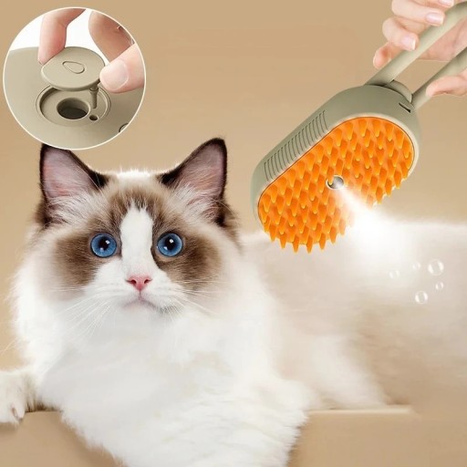 Brosse à vapeur pour animaux de compagnie Brosse à vapeur pour chats et chiens Brosse de massage à vapeur 19,5 x 6,5 cm