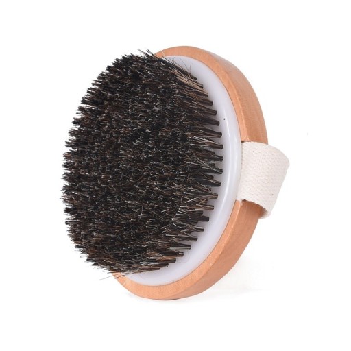 Brosse en bambou pour le massage de la peau de tout le corps Poils naturels rugueux Sangle en tissu Corps en bambou léger Dimensions 11 x 3,5 cm