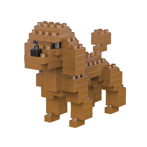 Bruine krullende hond bouwset 7x3,5x5,5 cm Mini huisdier bouwset Creatieve montage Schattig hondenmodel voor kinderen