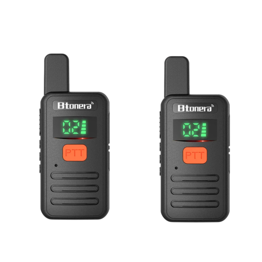 Btonera T1 Mini Set van Walkietalkies met LED-display Bereik 1–5 km USB-C Opladen Afmetingen 114 x 45 x 18 mm Zwart voor Buiten en Werk