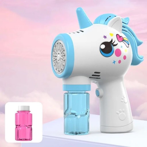 Bublifuc electric în formă de unicorn cu ventilator pentru crearea de bule de săpun Jucărie distractivă pentru copii Alegeți din 3 culori