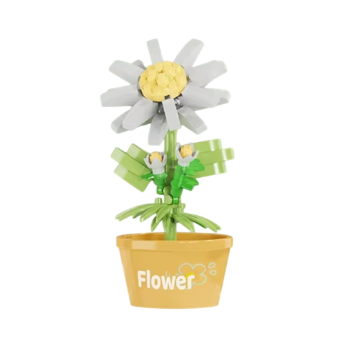 Buchetă de flori Margareta 5,5 x 4 x 9,2 cm 91 buc Mini DIY micro cărămizi Set de construcție floral Creativ mic constructor pentru copii Fete Băieți Unisex