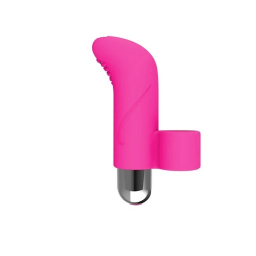 Buet vibrerende fingerhylster formet som en tunge med hak, 10 vibrationstilstande, fingerløkke og vibrerende æg, 8,5 cm, diskret emballage
