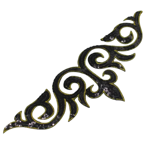 Bügelbare Paillettenapplikation 24 x 8 cm Polyester Dekorative Applikation mit Pailletten Dekorative Aufnäher für Kleidung Reparatur von Textilien und kreative Verschönerung