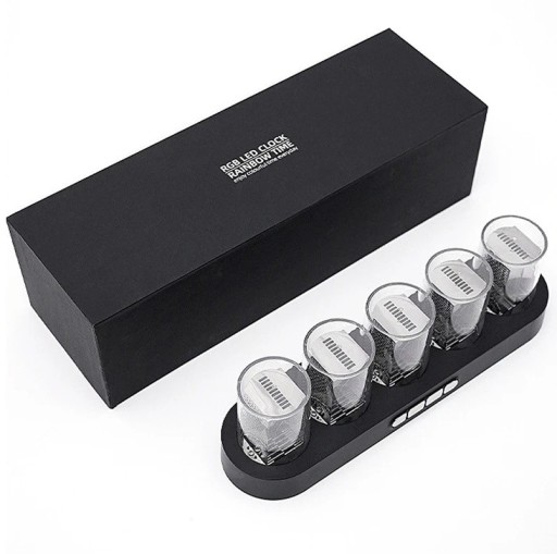 Buisvormige wekker met kleurenlichten 268 x 69 x 79 mm, USB-voeding, inclusief handleiding en voedingskabel