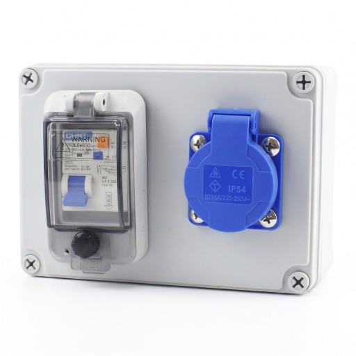 Buiten wandcontactdoos met schakelaar, waterdicht, 220 V / 16 A, 175 × 125 × 75 mm, ABS kunststof, grijs, voor huis en opladen van elektrische voertuigen
