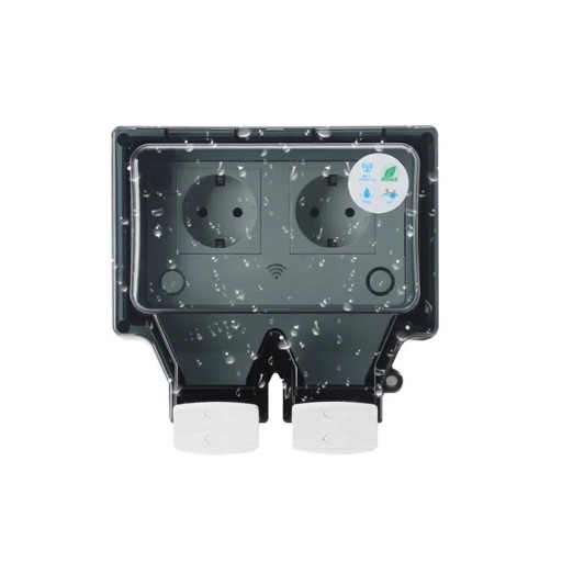 Buiten WiFi stopcontact 2× EU met timer IP66 170 × 170 × 110 mm ABS wandwaterdicht stopcontact voor buitengebruik