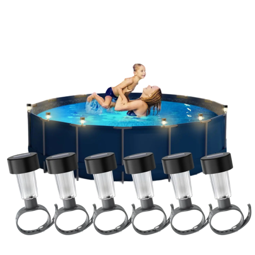 Buitenzonnelamp 6 stuks waterdichte, decoratieve zwembadlamp met montagetape