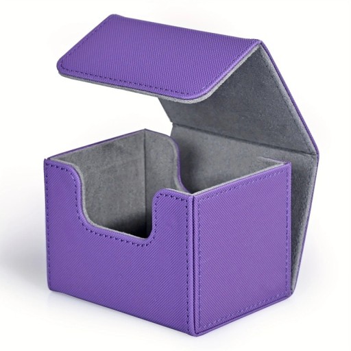 Bunte Box mit grauem Innenleben für Kartenspiele mit Magnetverschluss und strapazierfähiger Oberfläche, geeignet für Transport und Aufbewahrung zu Hause