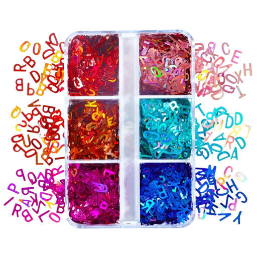 Bunte Buchstaben-Flitter 3–4 g Bunte Flitter-Konfetti zur Dekoration von Slime Epoxidharz Nail Art Scrapbooking DIY Dekorationen