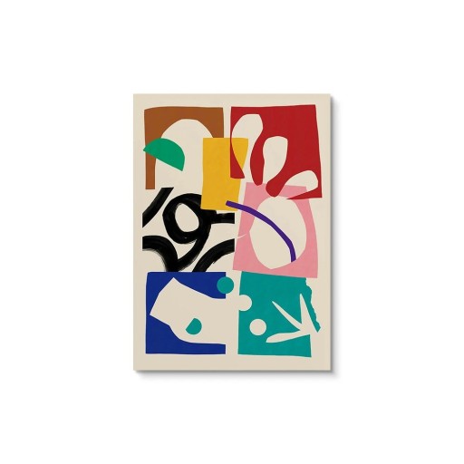 Buntes abstraktes Poster, 40 x 60 cm, moderne Kunst auf Leinwand, Collage-Design, rahmenlose Wohnzimmer-Wanddekoration