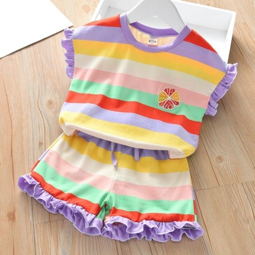 Buntes Mädchen-T-Shirt und Shorts L1514