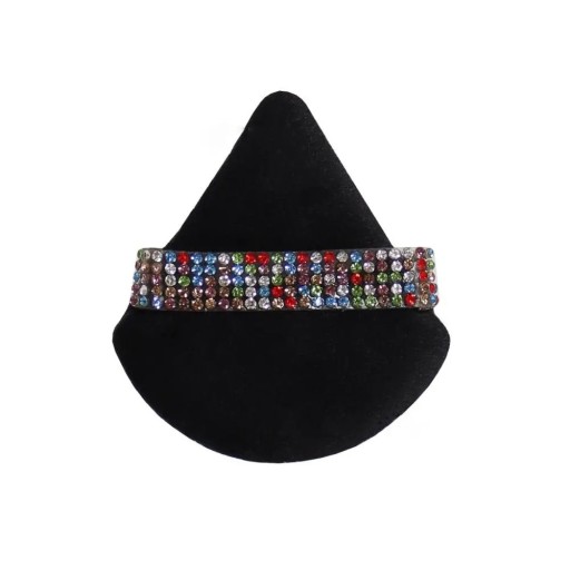 Burete de pudră triunghiular 7 x 6,5 cm, burete de machiaj din catifea, instrument de machiaj facial, bandă de diamant colorată, instrument cosmetic