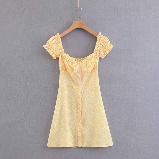 Button-Up Mini Dress with Off-Shoulder Sleeves