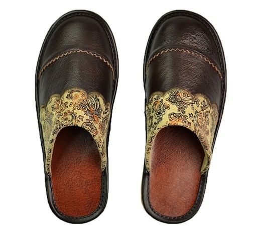 Buty domowe męskie - Pantofle skórzane