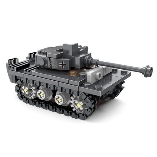 Byggesæt grå Tiger-tank Anden Verdenskrig 159 dele 11,3 x 4,8 x 4,6 cm Historisk model til børn Militærbyggesæt Alder 6+ Sammenklappeligt kampkøretøj