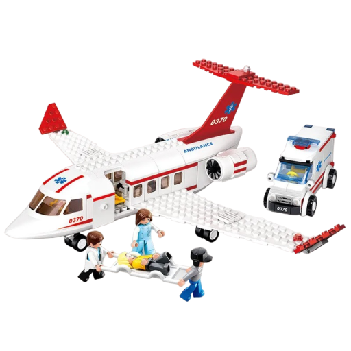 Byggesæt Redningsfly og ambulance 335 dele Byggefly 28,5 cm