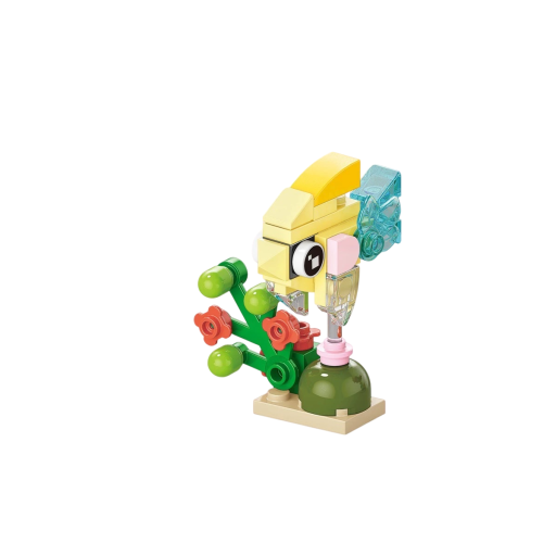 Byggsats guldfisk 5.4 x 2.5 x 6 cm Dekorativt mini modell på stativ med växter Kreativ sats 40 delar