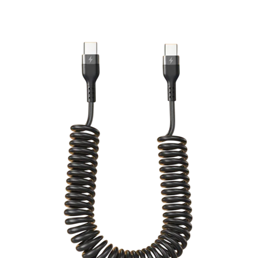 Cable de carga rápida para coche, 66 W, USB C a USB C, 1,5 m, cable telescópico con resorte, 5 A, tipo C, cable de datos para dispositivo Android