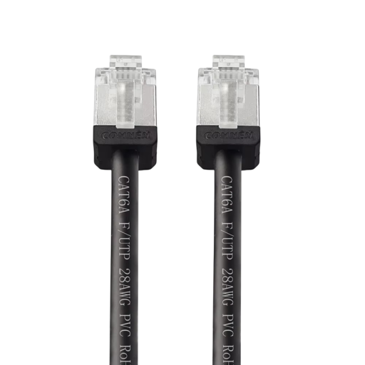 Cable Ethernet Cat6a RJ45 de 2 m perfil delgado 28AWG FTP PVC 10Gb/s 500MHz negro para router y dispositivos switch