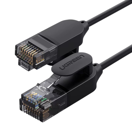 Cable Ethernet Ultradelgado Cat6A 10Gbps 50 cm UTP RJ45 500MHz negro para conexión de PC, router y dispositivos de TV