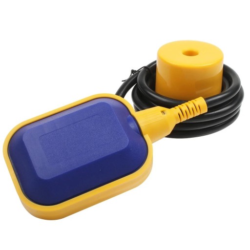 Cable Float Switch for Liquid Level with 3m PVC Cable and Counterweight, 220V/8A or 380V/4A, for Tanks and Pumps, Yellow-Blue