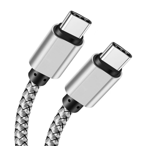Cable USB-C dual de 1 m, cable de carga rápida tipo C a tipo C, PD 60 W, 3 A, 5 A, cable de datos trenzado de nailon, accesorios